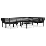 8 Piece Garden Lounge Set with Cushions Black PVC