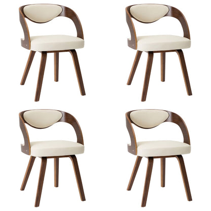 Dining Chairs 4 pcs Cream Bent Wood and Faux Leather - 53×54×77cm