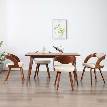 Dining Chairs 4 pcs Cream Bent Wood and Faux Leather - 53×54×77cm