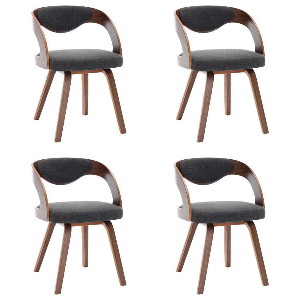 Dining Chairs 4 pcs Dark Grey Bent Wood and Fabric - 53×54×77cm
