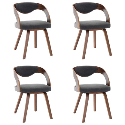 Dining Chairs 4 pcs Dark Grey Bent Wood and Fabric - 53×54×77cm