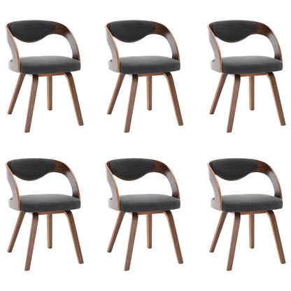 Dining Chairs 6 pcs Dark Grey Bent Wood and Fabric - 53×54×77cm