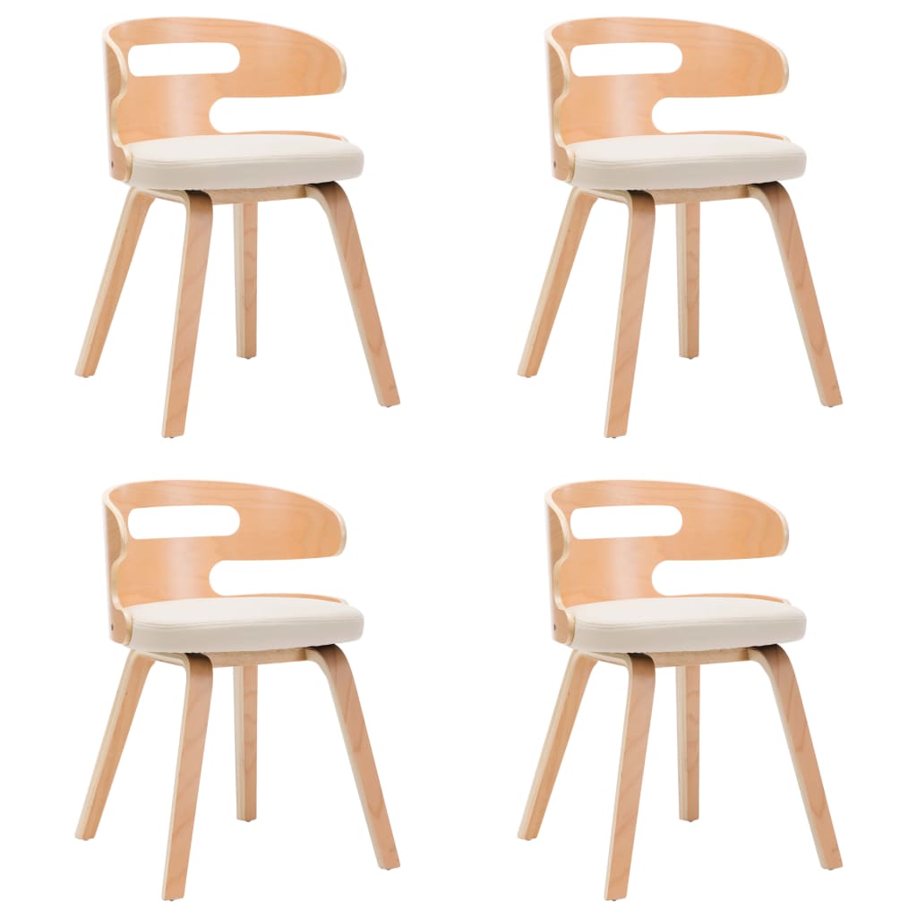 Dining Chairs 4 pcs Cream Bent Wood and Faux Leather - 48×49×68cm