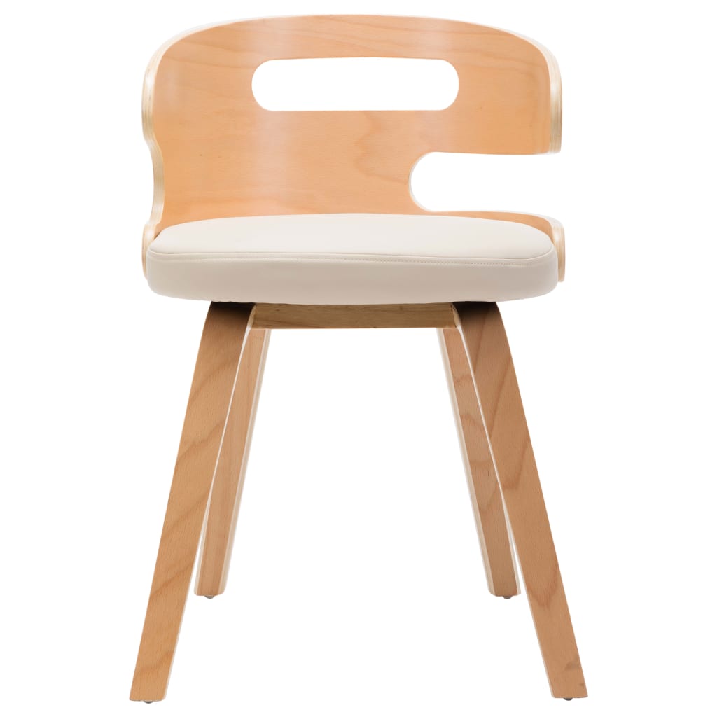 Dining Chairs 4 pcs Cream Bent Wood and Faux Leather - 48×49×68cm