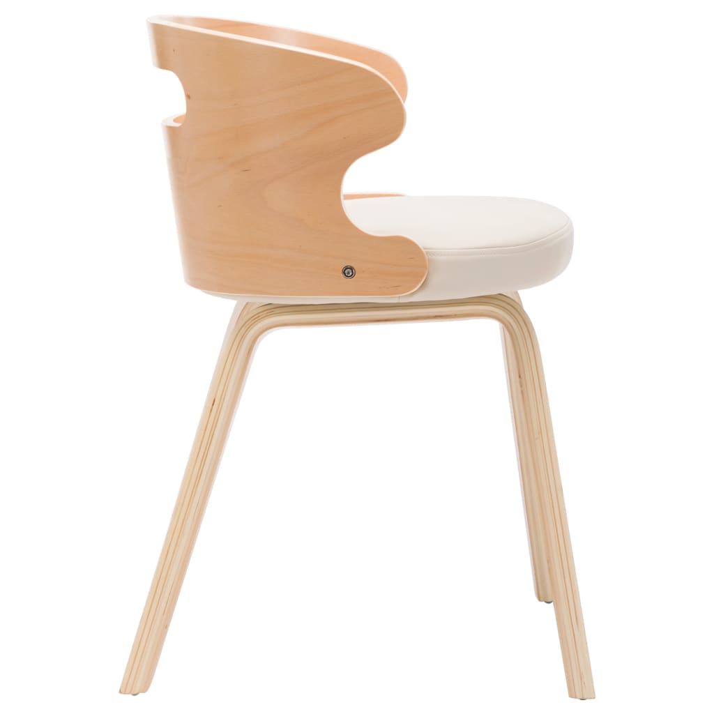 Dining Chairs 4 pcs Cream Bent Wood and Faux Leather - 48×49×68cm