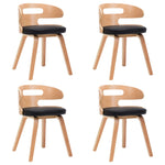 Dining Chairs 4 pcs Black Bent Wood and Leather