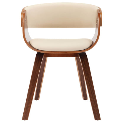Dining Chairs 2 pcs Cream Bent Wood and Leather
