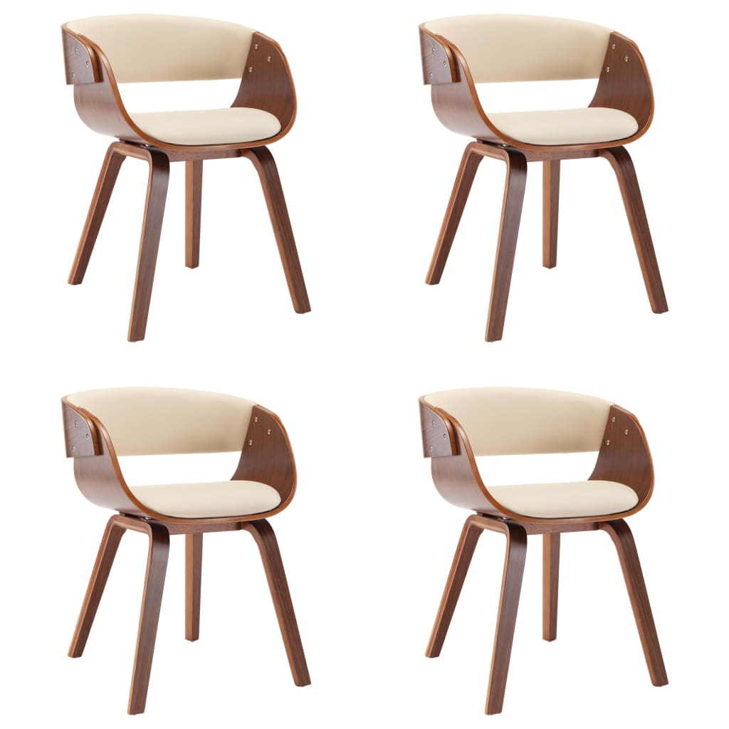 Dining Chairs 4 pcs Cream Bent Wood and Faux Leather - 53×52×70cm