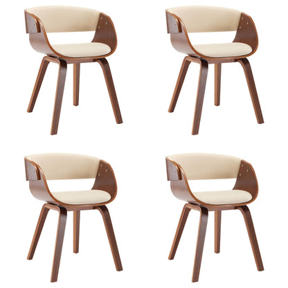 Dining Chairs 4 pcs Cream Bent Wood and Faux Leather - 53×52×70cm