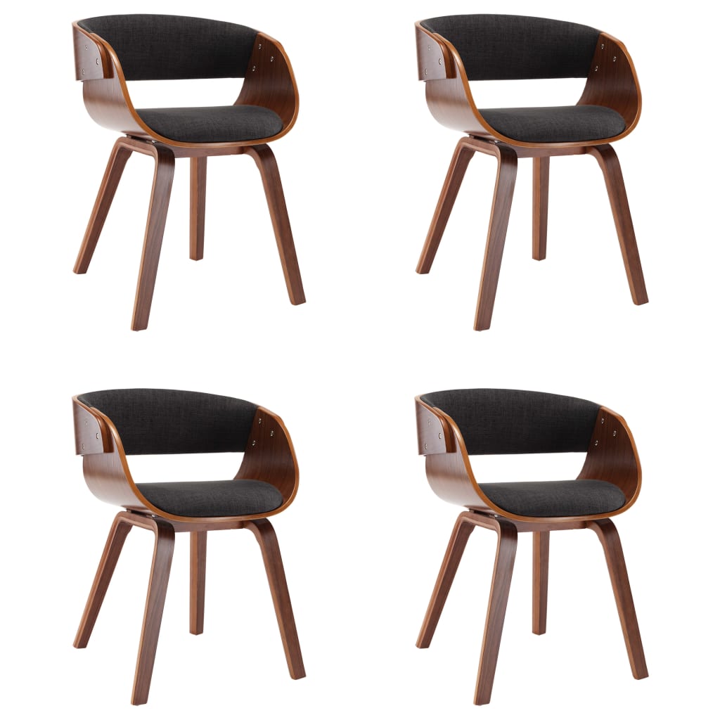 Dining Chairs 4 pcs Grey Bent Wood and Fabric - 53×52×70cm