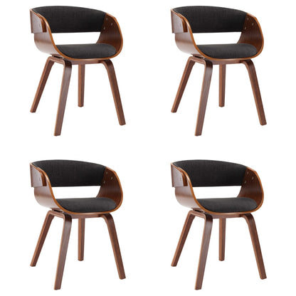 Dining Chairs 4 pcs Grey Bent Wood and Fabric - 53×52×70cm