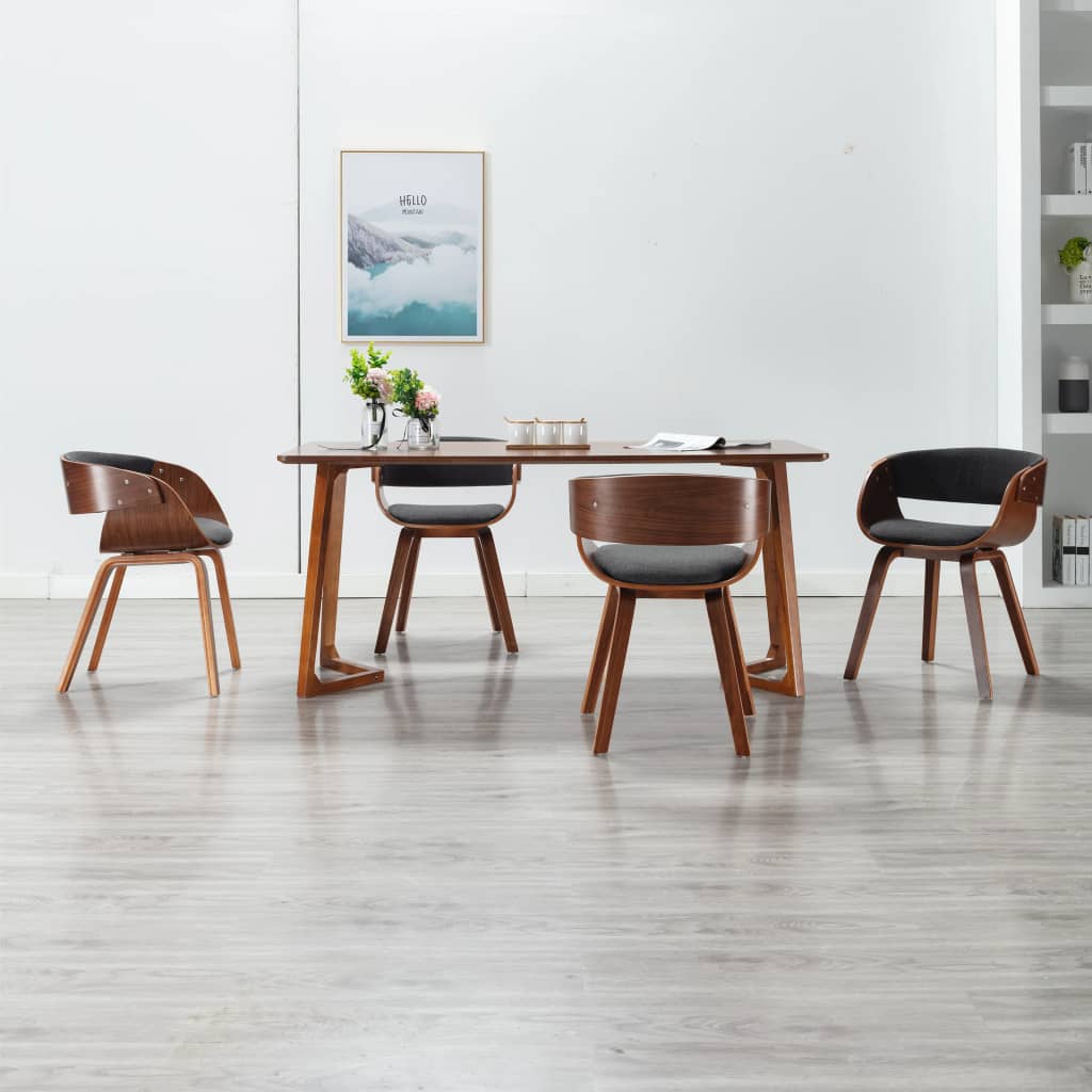 Dining Chairs 4 pcs Grey Bent Wood and Fabric - 53×52×70cm