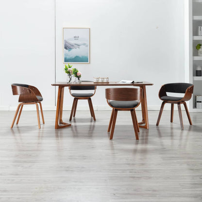 Dining Chairs 4 pcs Grey Bent Wood and Fabric - 53×52×70cm