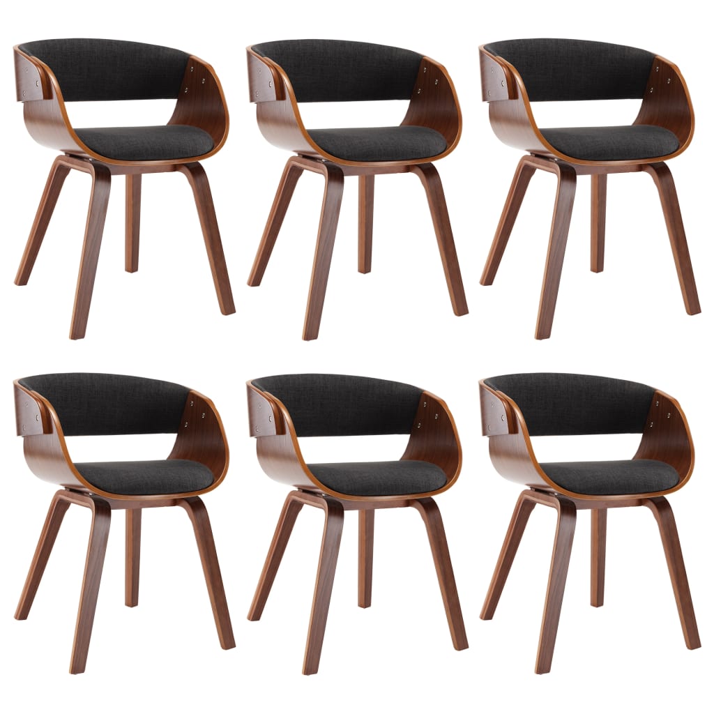 Dining Chairs 6 pcs Grey Bent Wood and Fabric - 53×52×70cm