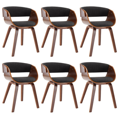 Dining Chairs 6 pcs Grey Bent Wood and Fabric - 53×52×70cm