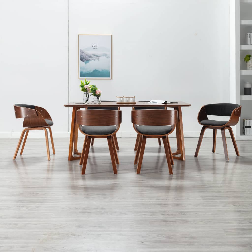 Dining Chairs 6 pcs Grey Bent Wood and Fabric - 53×52×70cm