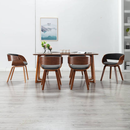 Dining Chairs 6 pcs Grey Bent Wood and Fabric - 53×52×70cm