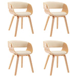 Dining Chairs 4 pcs Cream Bent Wood and Leather