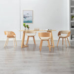 Dining Chairs 4 pcs Cream Bent Wood and Leather