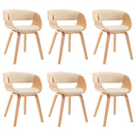 Dining Chairs 6 pcs Cream Bent Wood and Leather