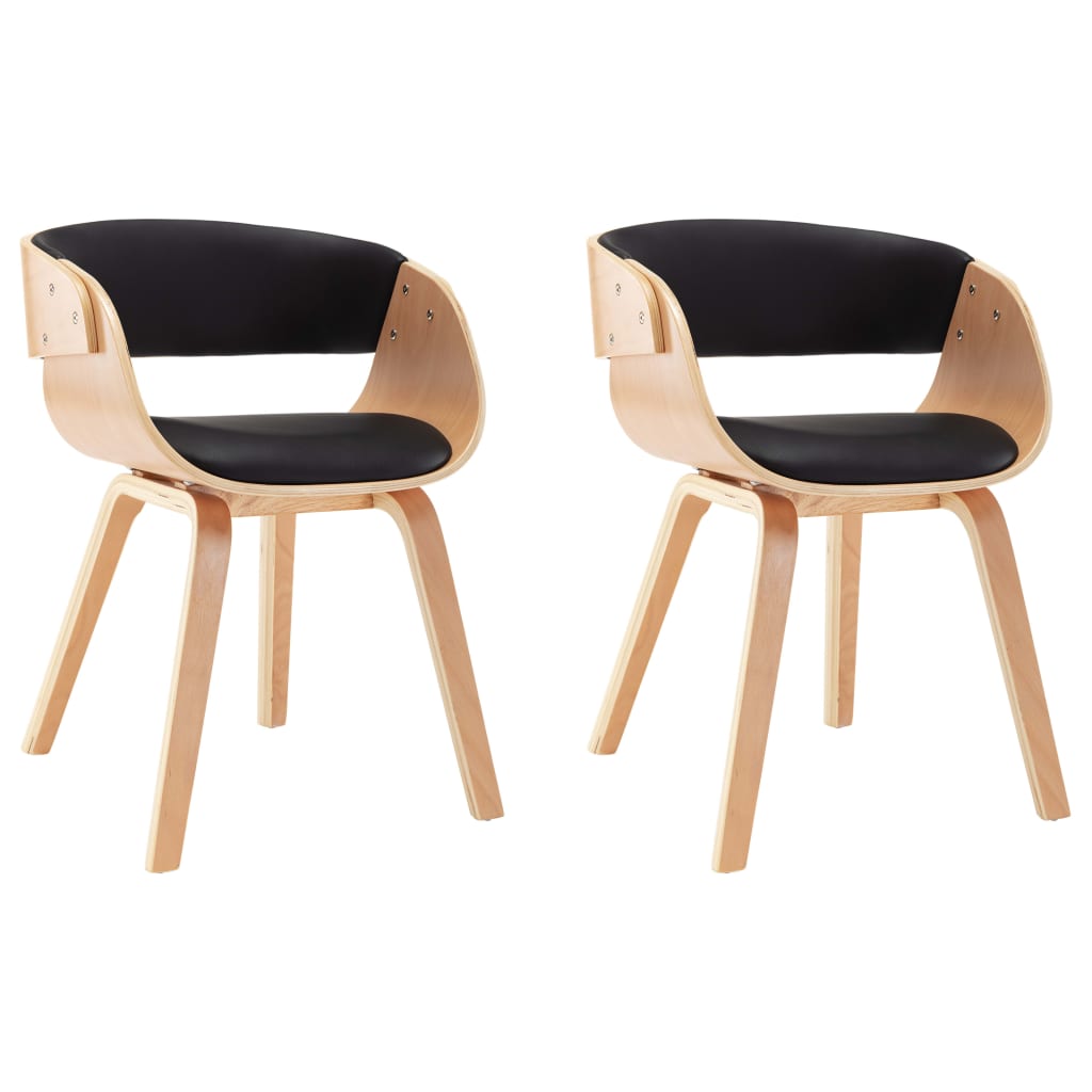 Dining Chairs 2 pcs Black Bent Wood and Faux Leather