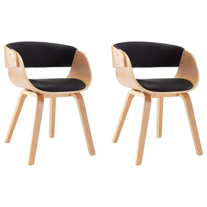 Dining Chairs 2 pcs Black Bent Wood and Faux Leather