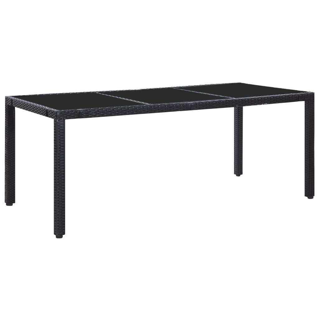 9 Piece Outdoor Dining Set Poly Rattan Black - 190×90×75cm