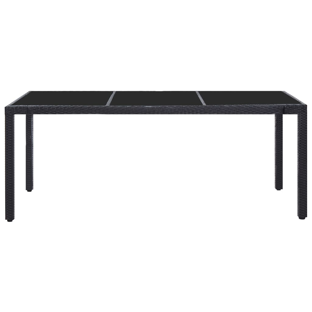 9 Piece Outdoor Dining Set Poly Rattan Black - 190×90×75cm