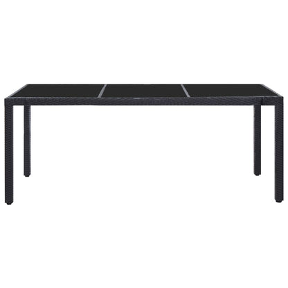 9 Piece Outdoor Dining Set Poly Rattan Black - 190×90×75cm