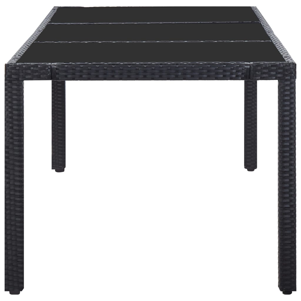 9 Piece Outdoor Dining Set Poly Rattan Black - 190×90×75cm