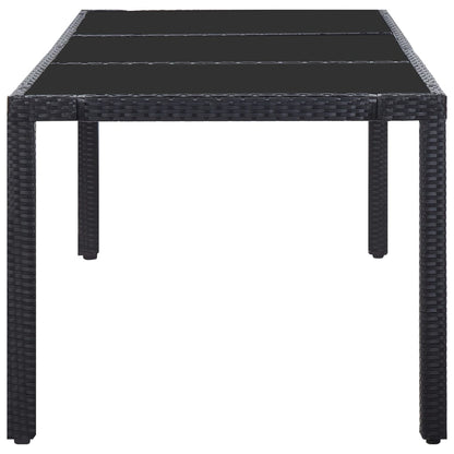 9 Piece Outdoor Dining Set Poly Rattan Black - 190×90×75cm