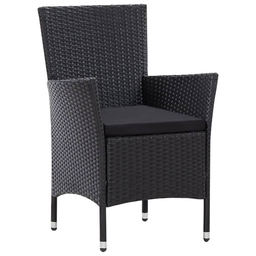 9 Piece Outdoor Dining Set Poly Rattan Black - 190×90×75cm