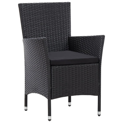 9 Piece Outdoor Dining Set Poly Rattan Black - 190×90×75cm