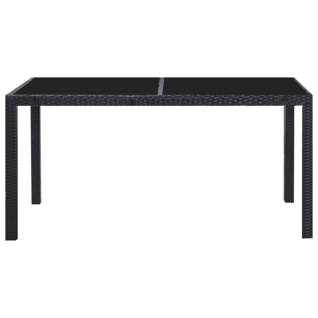 7 Piece Outdoor Dining Set Poly Rattan Black