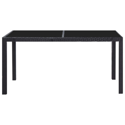7 Piece Outdoor Dining Set Poly Rattan Black