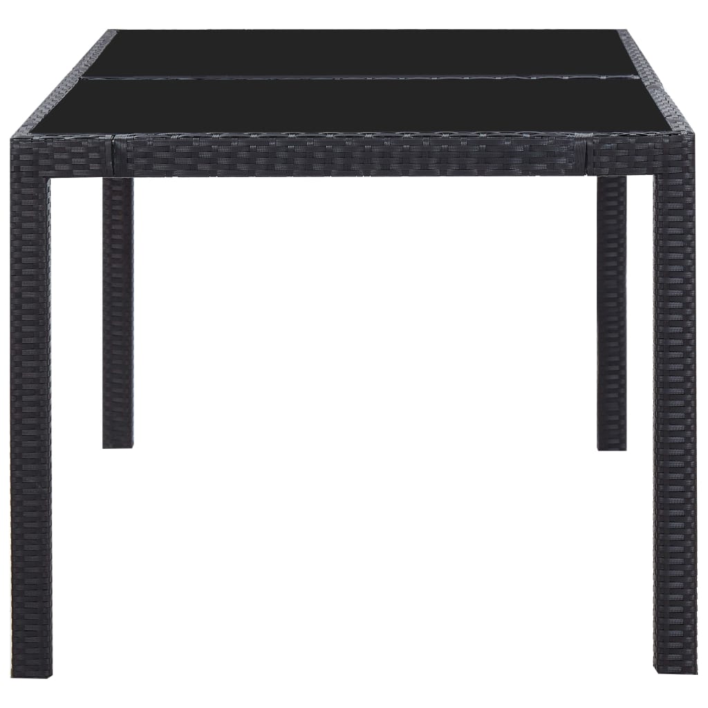 7 Piece Outdoor Dining Set Poly Rattan Black