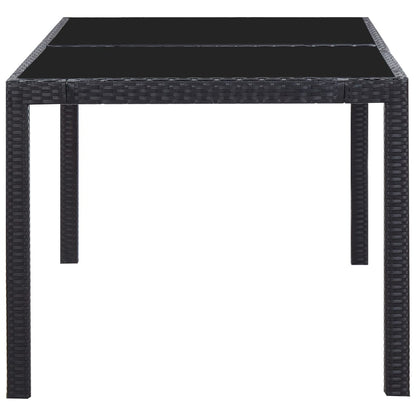 7 Piece Outdoor Dining Set Poly Rattan Black
