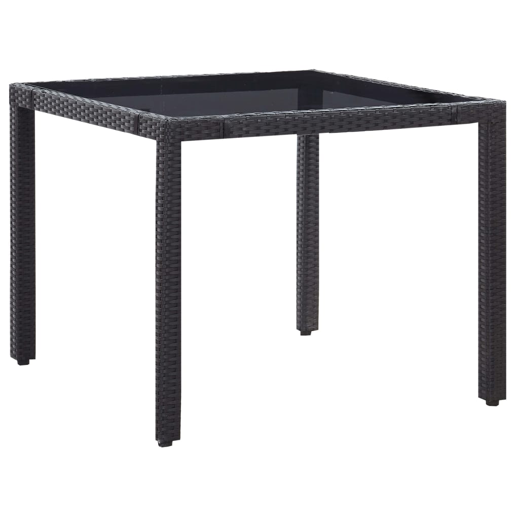 5 Piece Outdoor Dining Set Poly Rattan Black - 90×90×75cm