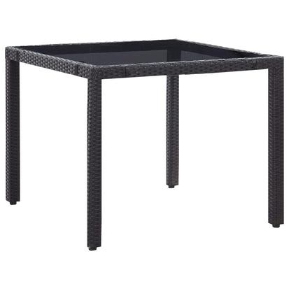 5 Piece Outdoor Dining Set Poly Rattan Black - 90×90×75cm