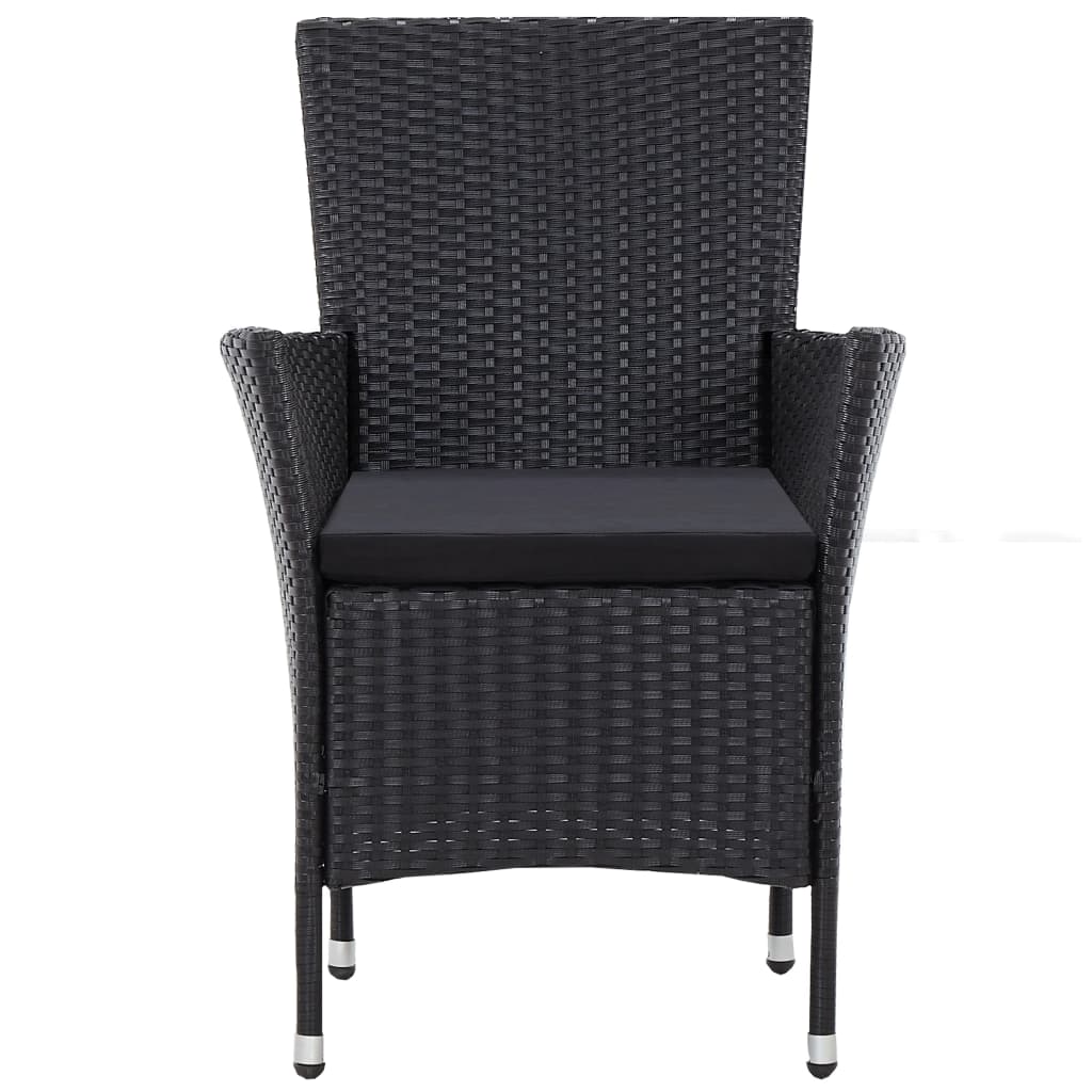 5 Piece Outdoor Dining Set Poly Rattan Black - 90×90×75cm