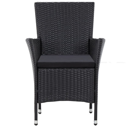 5 Piece Outdoor Dining Set Poly Rattan Black - 90×90×75cm