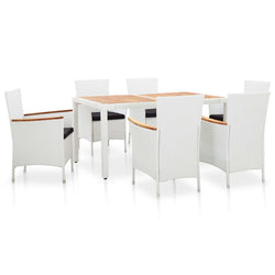 7 Piece Outdoor Dining Set Poly Rattan White