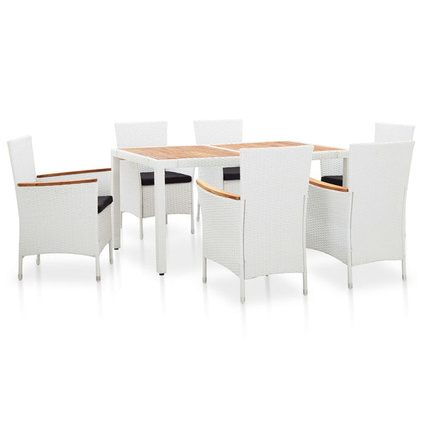  7 Piece Outdoor Dining Set Poly Rattan White