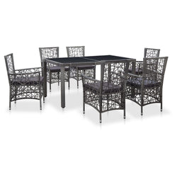 7 Piece Outdoor Dining Set Poly Rattan Grey