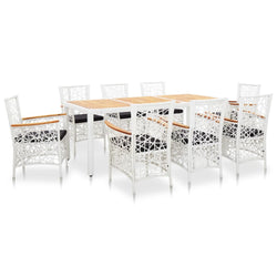 9 Piece Outdoor Dining Set Poly Rattan White