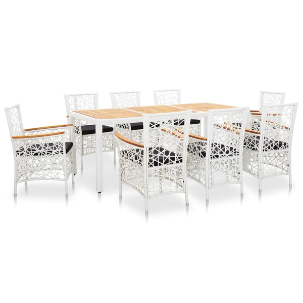  9 Piece Outdoor Dining Set Poly Rattan White