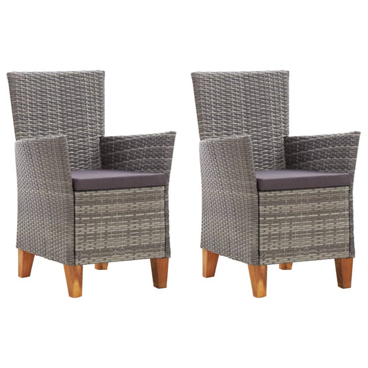 Garden Chairs 2 pcs with Cushions Poly Rattan Grey - 59×59×87.5cm