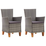 Garden Chairs 2 pcs with Cushions Poly Rattan Grey