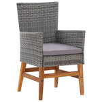 7 Piece Outdoor Dining Set Poly Rattan and Acacia Wood Grey