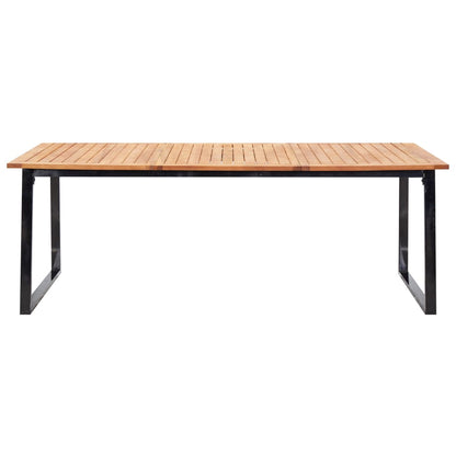 9 Piece Outdoor Dining Set Poly Rattan and Acacia Wood Black - 200×100×74cm